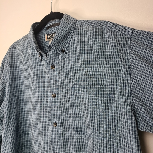 Columbia Shirt Long Sleeve Button-Down Collar Plaid Blue Size Medium - Picture 6 of 10